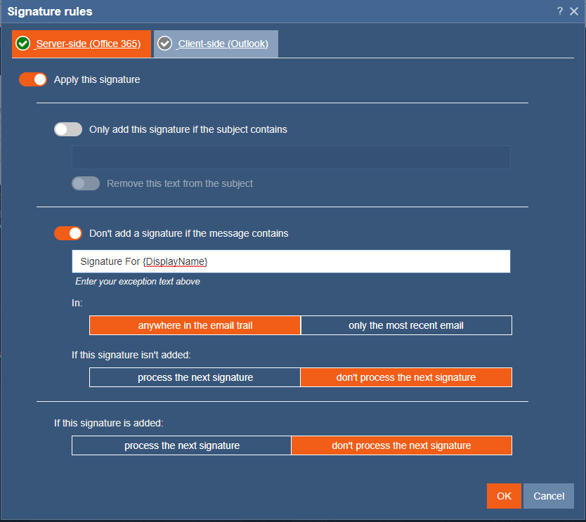 How to apply a signature once per user Exclaimer Knowledge Base